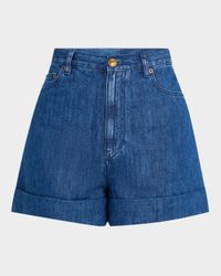 High-Rise Cuffed Denim Shorts