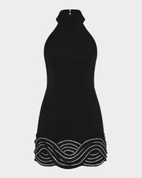 Bellatrix Low-Back Rhinestone Halter Mini Dress