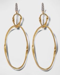 18K Gold Marrakech Onde Double Link Hook Earrings with White Diamonds