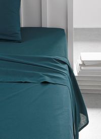 Today Linge De Maison - Drap plat pour lit uni en coton - Taille 240x300 cm - Bleu