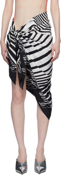 Jean Paul Gaultier Sarong de style cache-maillot blanc et noir à motif Body Morphing et à rayures