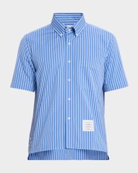 Men's Poplin Pinstripe Pocket Short-Sleeve Shirt