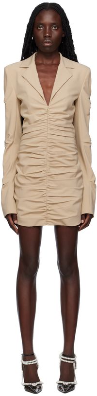 MACH & MACH Tan Ruched Minidress