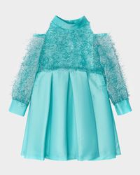 Girl's Shimmering Feathers Dress, Size 3T-10
