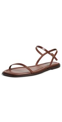 Reformation Lake Flat Sandals Walnut Leather 9