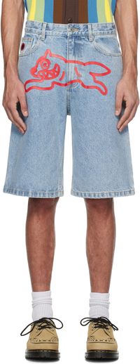 ICECREAM Blue Running Dog Denim Shorts