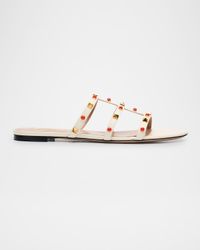 Rockstud Caged Leather Flat Sandals