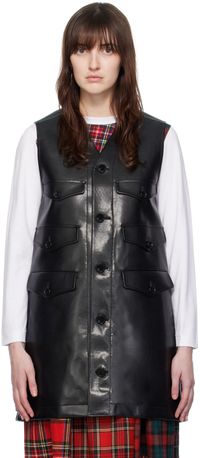 Tao Comme Des Garçons Black Belted Faux-Leather Vest