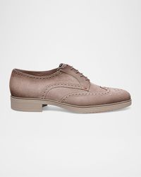 Men's Easy Suede Brogue Wingtip Derby Shoes