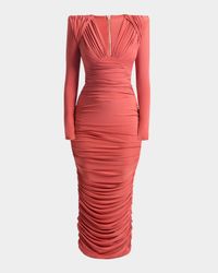 We're Not Us Ruched Midi Dress