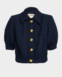 Cove Cropped Short-Sleeve Tweed Jacket