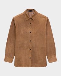 Long-Sleeve Suede Menswear Shirt