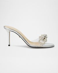 Double Bow Satin Strass Mule Sandals
