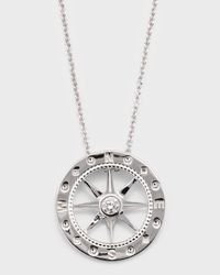 18K White Gold Compass Necklace