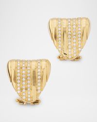 18K Yellow Gold Triangular Stud Earrings with Diamonds