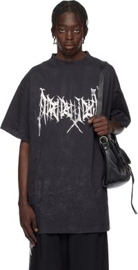 Balenciaga T-shirt surdimensionné noir à logos de style métal