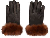 Ernest W. Baker Black Faux-Fur Trimming Gloves