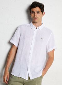 Chevignon - Chemise droite manches courtes en lin - Taille 2XL - Blanc