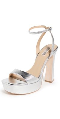 Badgley Mischka Caia Platform Sandal Heels Silver 9