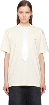 Pushbutton T-shirt blanc cassé à appliqué de cravate