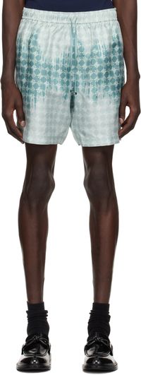 AMIRI Short bleu à motif dégradé et à quadrigrammes