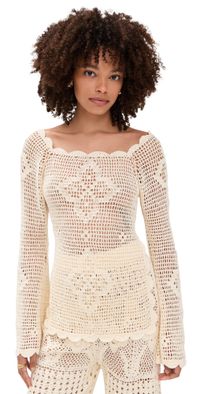 Agua Bendita Boh Handmade Crochet Top White L