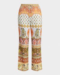Relaxed Drawstring Paisley Pants