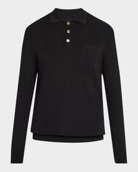 Men's Cotton Rib Knit Polo Sweater