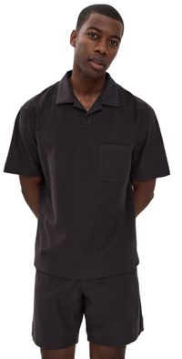 Theory Soft Terry Short Sleeve Polo Warm Carbon L