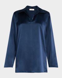 Split-Collar Silk Blouse