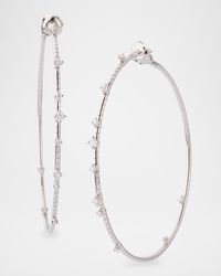 18k White Gold Diamond Hoop Earrings