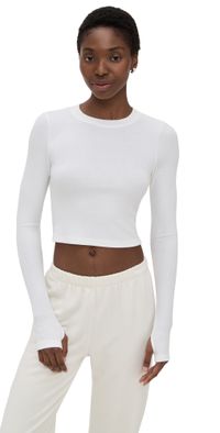 Splits59 Louise Rib Long Sleeve Crop White XS