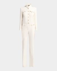 Long-Sleeve Bootcut-Leg Safari Jumpsuit