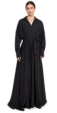 Norma Kamali Super Oversized Flared Boyfriend Neck Shirt Dress Black L