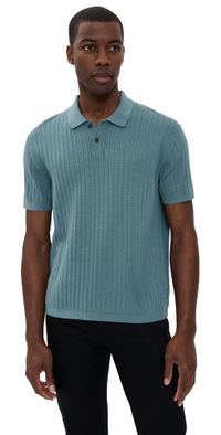 Theory Short Sleeve Cable Polo Dark Rainstorm XXL