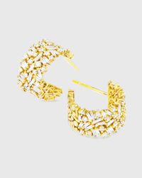 18k White Gold Diamond Huggie Hoop Earrings