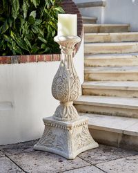 36" Outdoor Cast Stone Floor Candlestick