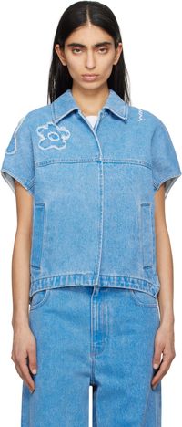Marni Blue Dilies Patch Denim Vest