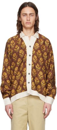Kartik Research Chemise brun et jaune à panneaux