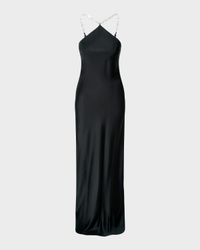 Cadence Satin Pearly-Strap Maxi Dress