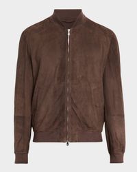 Men's Suede Full-Zip Bomber Jacket