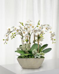 Orchid Succulent 26" Faux Floral Arrangement in Fiberglass Planter