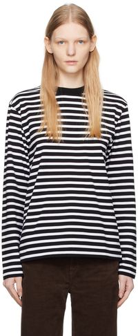 Maison Kitsuné Black & White Tricolor Fox Long Sleeve T-Shirt