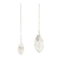 Monsieur Simone - Boucles d'oreilles pendantes feuilles doré à l'or fin - Taille Unique - Argent