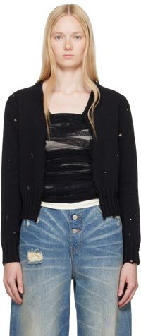 MM6 Maison Margiela Black Paint Knit Cardigan