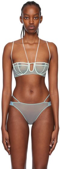 Nensi Dojaka SSENSE Exclusive Blue Triple Petal Bra