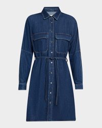Balenio Cotton Denim Mini Shirtdress