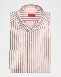 Men's Cotton Bicolor Stripe Spread-Collar Dress Shirt