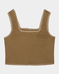 Carbon Sleeveless Embroidered Top