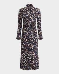 Claudia Abstract Animal Button-Front Maxi Dress